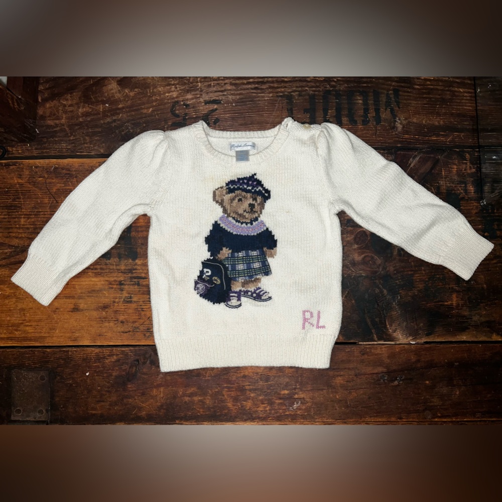 Ralph Lauren Polo bear knitted sweater for toddler, size 18 months. Worn once.